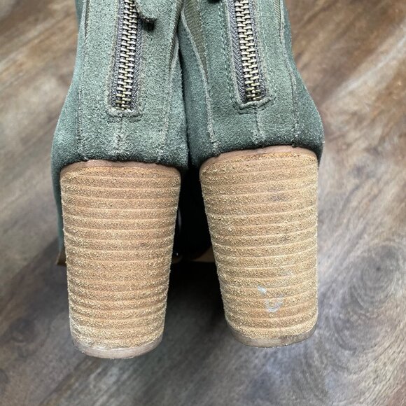 Urban Outfitters Green Suede‎ Ankle Boots Size 10 Block Heel - Picture 8 of 9